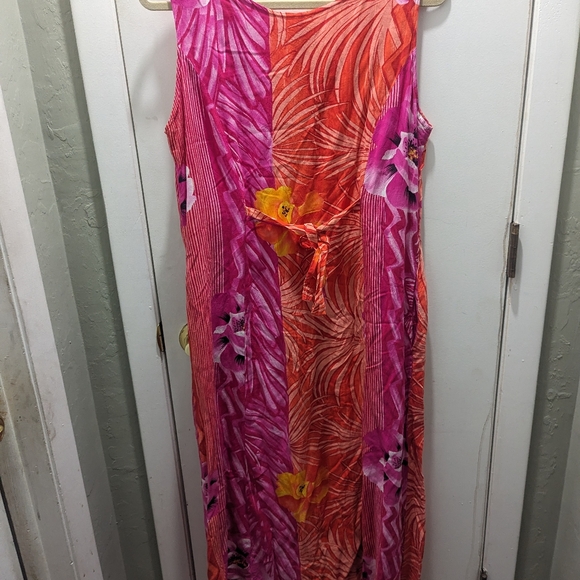 JAM's World Pink Floral Sun Dress Beach Coverup Hibiscus Vintage Size Medium - Picture 5 of 5
